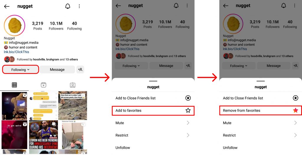 How to add Favorites on Instagram?
