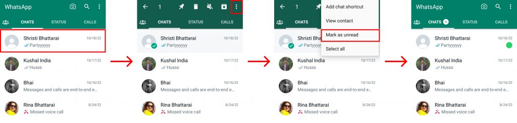 How to mark a chat unread on WhatsApp?
