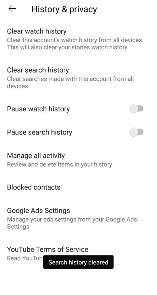 How to Clear YouTube Search History?