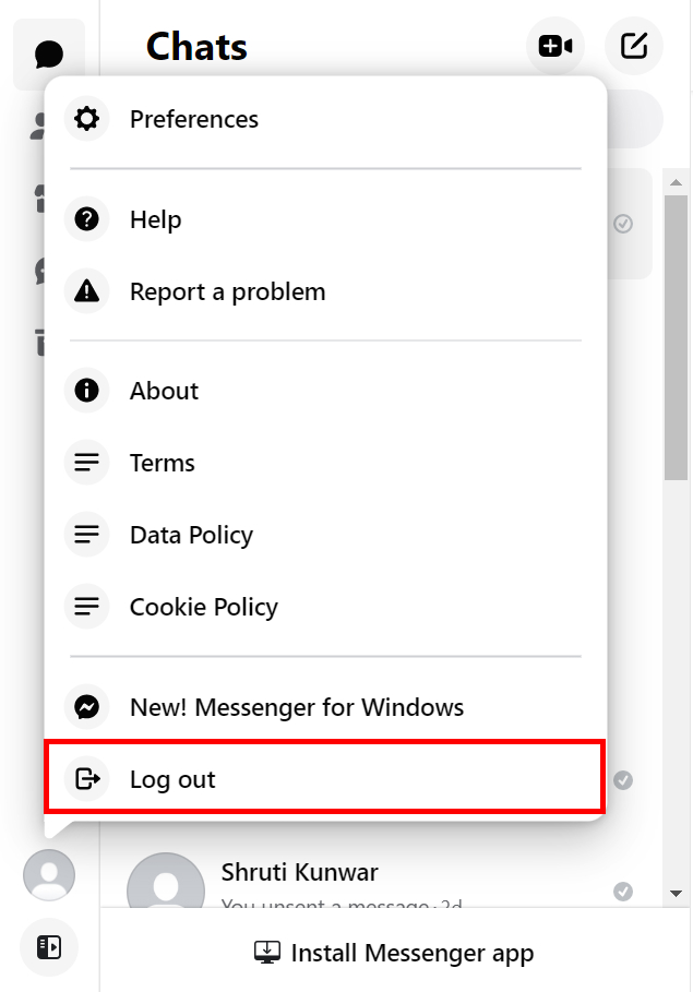 How to Log out of Facebook Messenger?