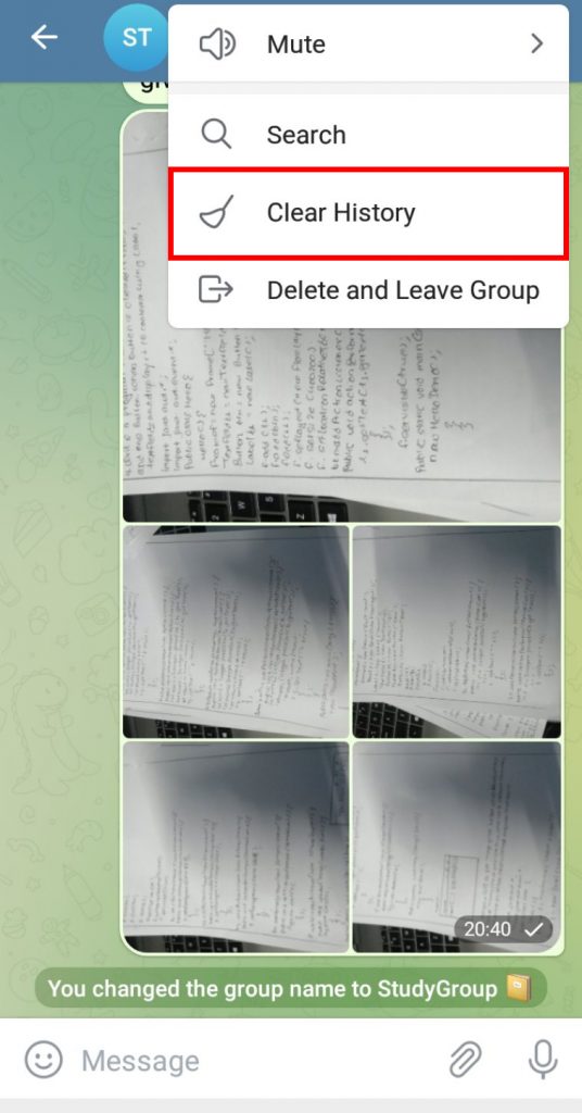 How to Clear Telegram Group Chat History?