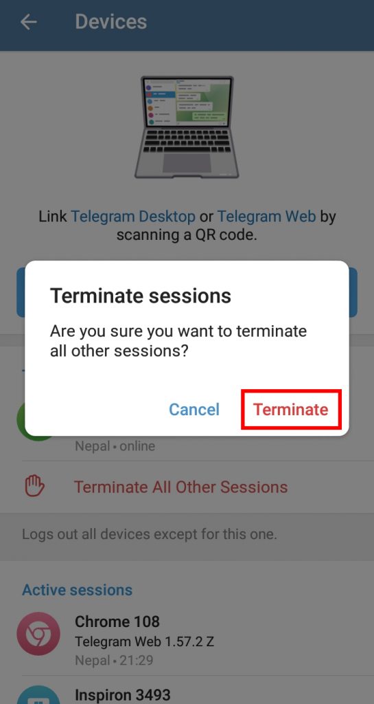 How to Log Out of Devices from Telegram account?