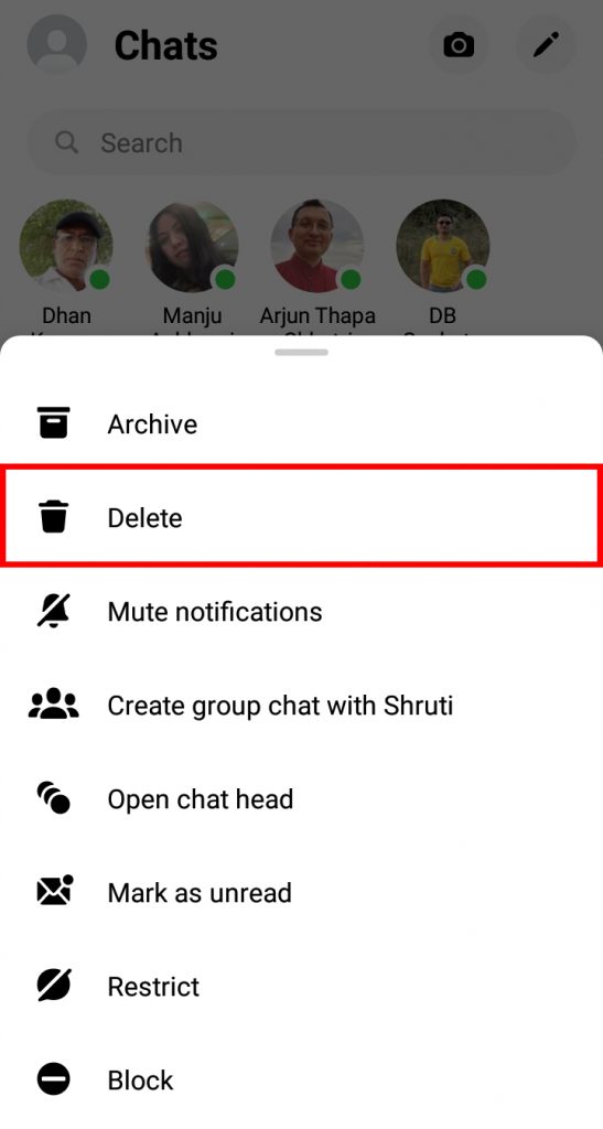 How to Delete Message Conversation on Messenger?