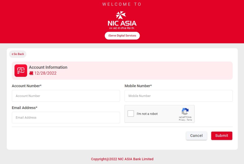 E-commerce Activation Request Form for NIC Asia