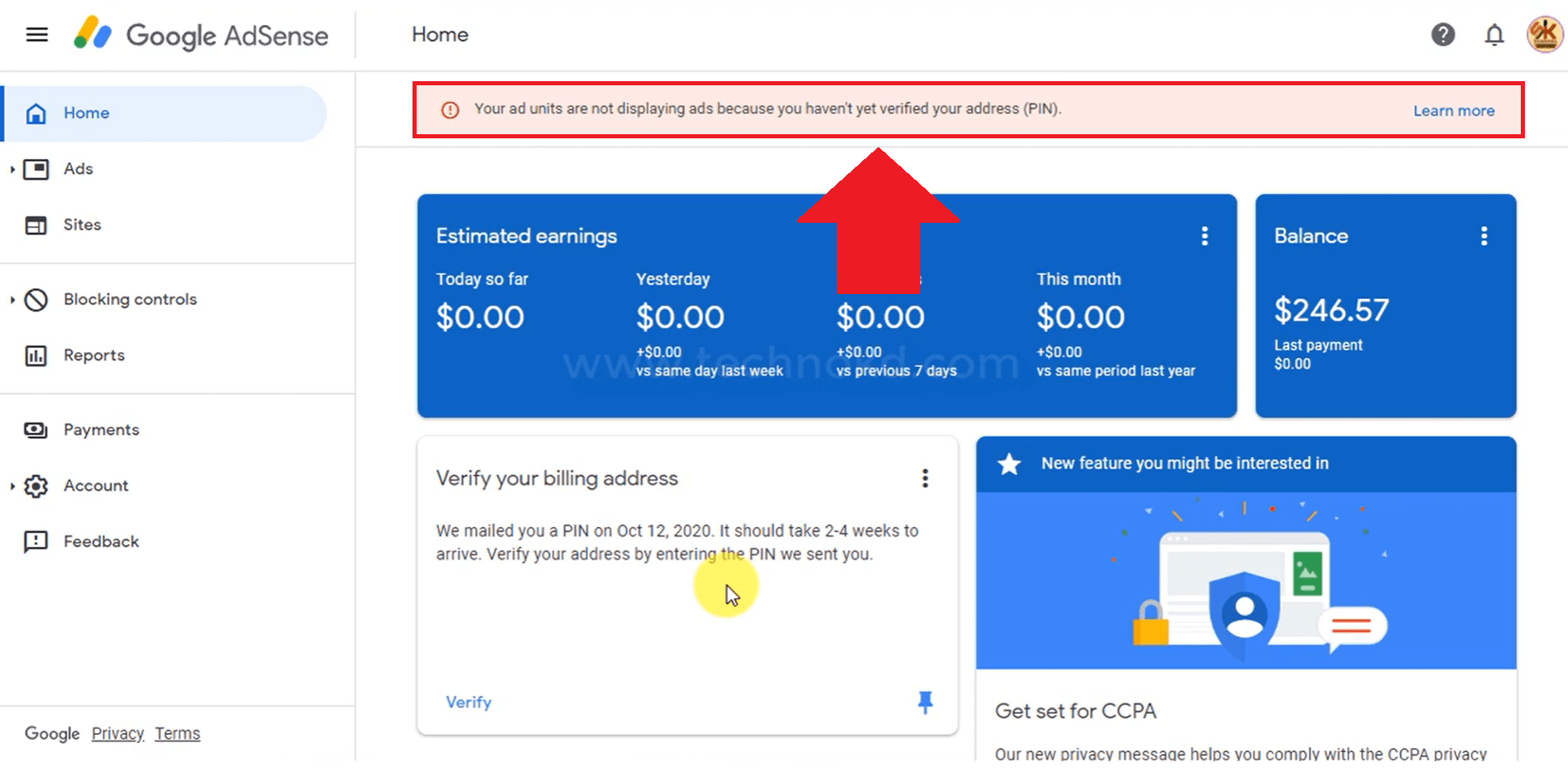 how to verify google adsense account without pin code