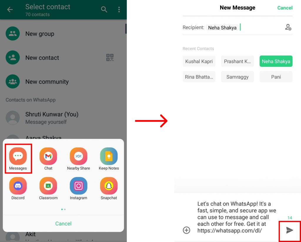 How to invite a contact to WhatsApp?