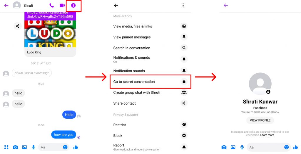How to turn on secret chats on Messenger?