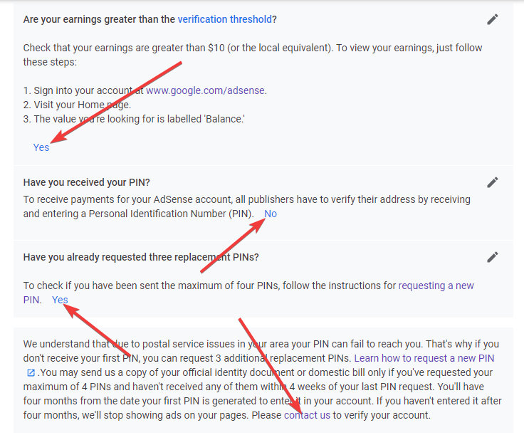 step 3 how to verify google adsense account without pin