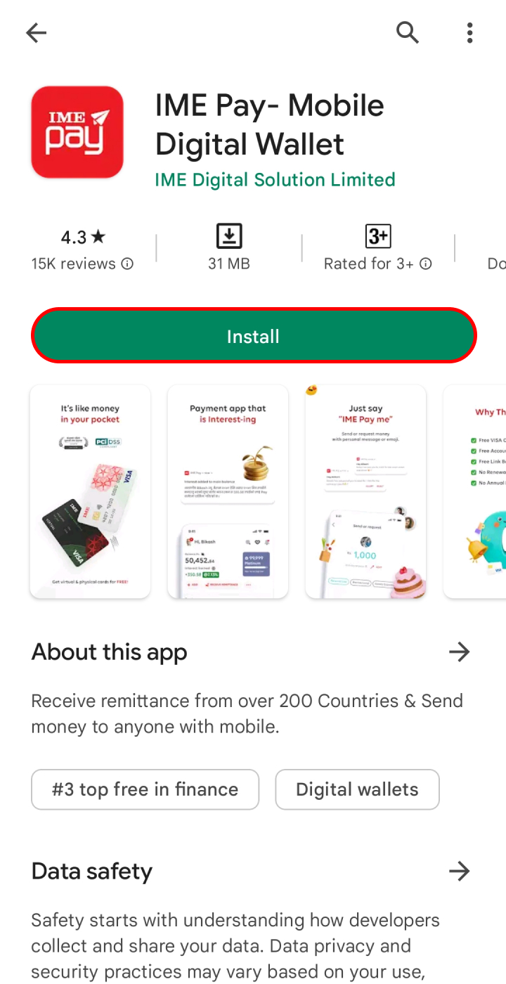 Install IME Pay on your smartphone.