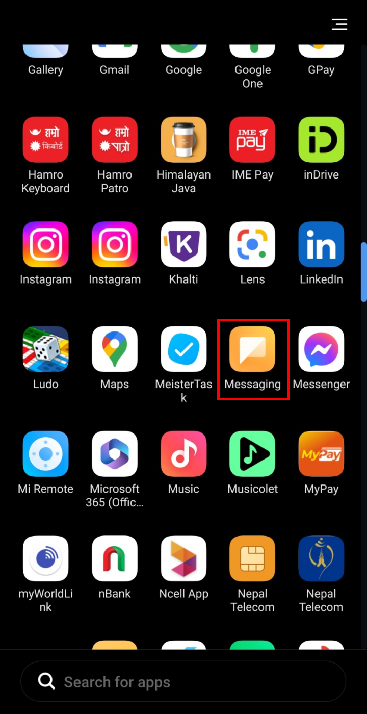 Open the Messaging app on your phone.