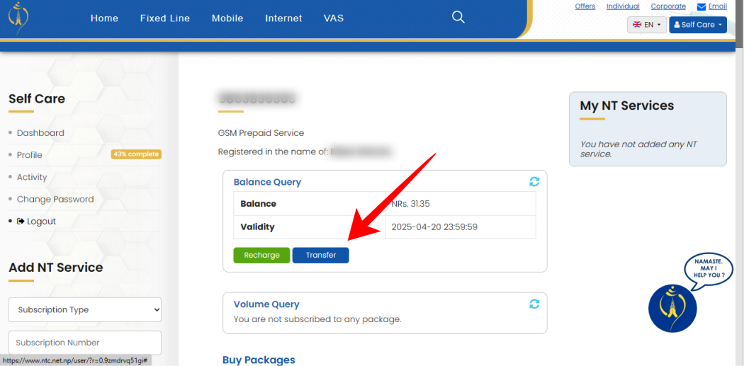 How to Transfer Balance in Nepal Telecom?