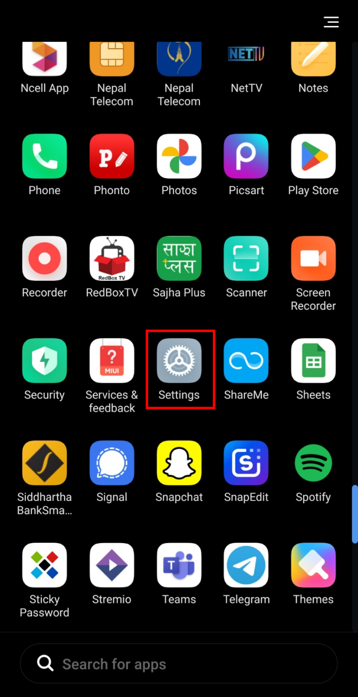Open Settings on your smartphone.