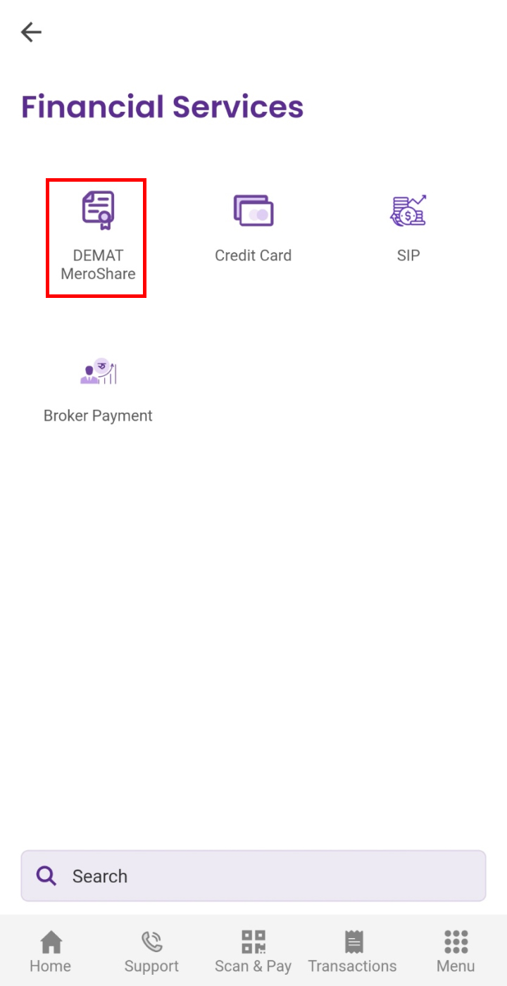 Click on DEMAT/MeroShare